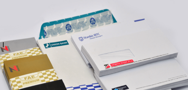 We are also recognized for our customization. Customizing envelopes for the likes of: FIRST BANK NIGERIA PLC, FCMB PLC, ZENITH BANK PLC, FIDELITY BANK PLC, GTBANK, WAEC, ACCESS BANK.